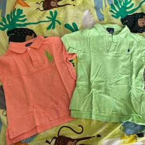 📦Sold📦Polo by Ralph Lauren Kids' Green, Light Blue & Orange Polo Shirts 3 set